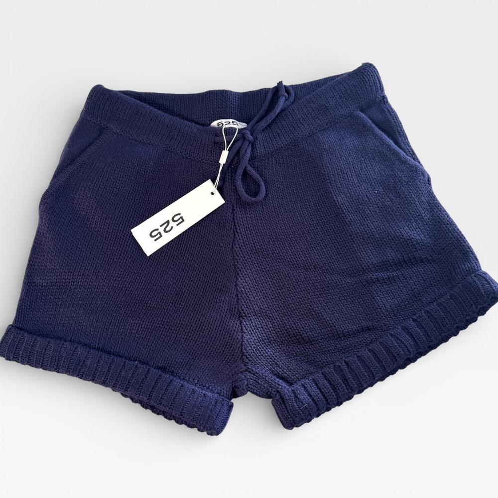 525 Navy Blue Knit Drawstring Shorts Size S. NWT
